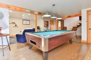 a living room with a pool table in it at Chalet Le Crépuscule SPA, BILLARD, FOYER, SENTIERS PRIVES in Chertsey