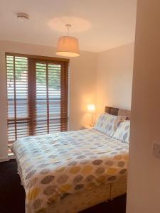 a bedroom with a bed and a window at Courthouse View Penthouse in Clifden