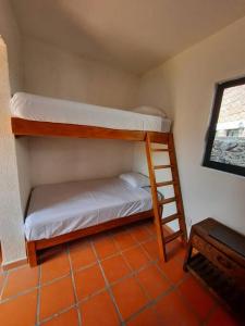a bedroom with two bunk beds and a ladder at Casa GaTo Tequisquiapan in La Tortuga