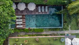 una vista aérea de una piscina con plantas en Club do Balanço Pousada e Restaurante, en Morro de São Paulo
