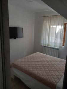 Un pat sau paturi într-o cameră la Casa Roman