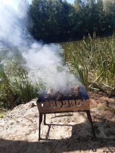 a grill with smoke coming out of it at Letnia Rezydencja Roztocze in Tomaszów Lubelski