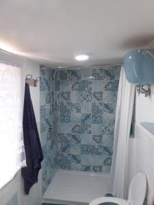 La salle de bains est pourvue d'une douche et de toilettes. dans l'établissement Casa Cecilia, 