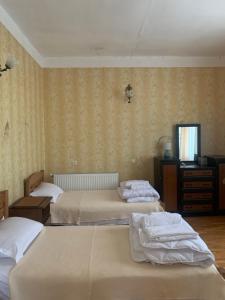 Ένα ή περισσότερα κρεβάτια σε δωμάτιο στο Panorama ananuri guest house
