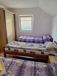 a bedroom with two beds and a window at Apartman Ognjenović in Pluzine
