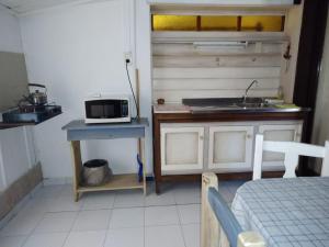 a small kitchen with a sink and a microwave at San Antonio in Federación