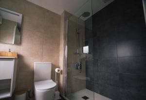 オ・グローベにあるLaxiela Apartmentのトイレとガラスのシャワー付きのバスルーム +10枚の写真