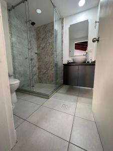 W łazience znajduje się prysznic, toaleta i umywalka. w obiekcie Gaston2 w mieście Medellín