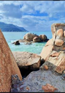 a group of rocks in the water on a beach at Back to the 80s in Cape Town