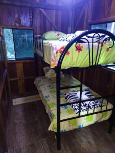 Двухъярусная кровать или двухъярусные кровати в номере Refugio Selvático Tingo