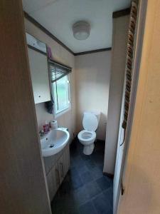 La salle de bains est pourvue de toilettes et d'un lavabo. dans l'établissement Au cœur de la nature, à Olloy-sur-Viroin