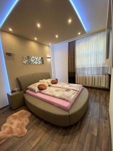 ein Schlafzimmer mit einem Bett in einem Zimmer in der Unterkunft Robert's Apartment in Celje