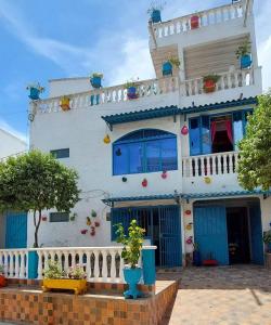 Balkón nebo terasa v ubytování El santorini colombiano cabaña