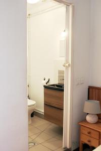 a bathroom with a toilet and a sink at Le moulin de vaux in Nochizé