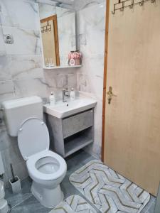 House Osjek Ilidza في إيليجا: حمام به مرحاض أبيض ومغسلة