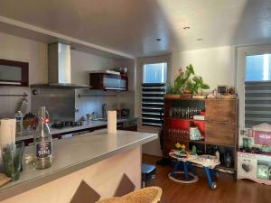 a large kitchen with a counter and a counter top at Albi centre ville -piscine view our profile please in Albi +5 photos