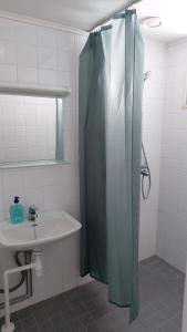 a bathroom with a shower and a sink at Apartment in Kauhajoki, Yrjöntie 5 in Kauhajoki