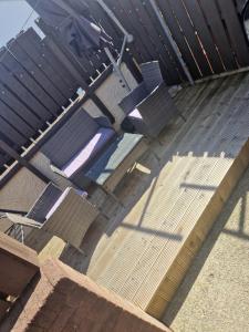 an overhead view of a metal roof with stairs at Cierons château in Derry Londonderry