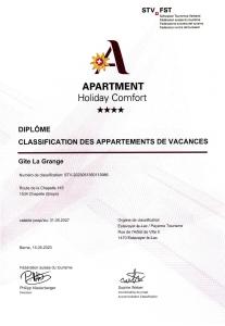 Certifikát, hodnocení, plakát nebo jiný dokument vystavený v ubytování Gîte La Grange