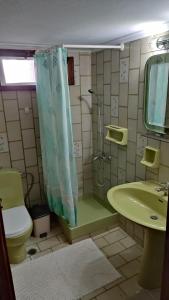 uma casa de banho com um chuveiro, um WC e um lavatório. em ANTIKa 6 em Tolo