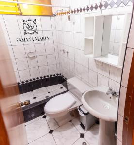 a small bathroom with a toilet and a sink at SSAMANA MARÍA APARTMENT 202 in Arequipa