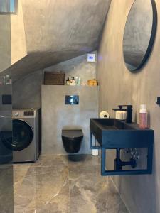 a bathroom with a sink and a washing machine at Casa di Giacobbe in Frýdlant nad Ostravicí