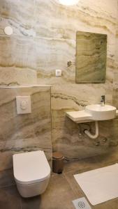 y baño con aseo y lavamanos. en Apartments Montenegro Hills Ulcinj en Ulcinj