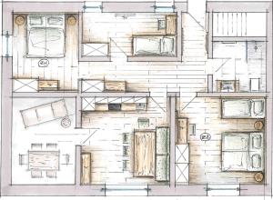 Plan piętra w obiekcie Ferienwohnung Krallinger