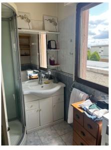 een badkamer met een wastafel en een douche bij Studio de Luxe in Vitry-le-François