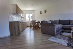 - un salon avec un canapé et une table dans l'établissement Apartman Banja Koviljaca, à Banja Koviljača