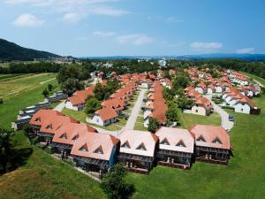 una vista aérea de un grupo de casas con techos rojos en DEMI108, en Brežice