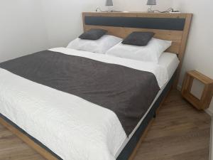 two twin beds in a bedroom with two pillows at Anita’s Urlaubsplatzl in Weitra