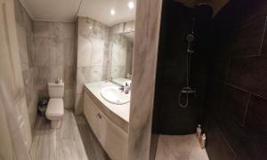 a bathroom with a sink and a toilet at Moraleja, habitación en bajos con jardín en Estepona in Estepona