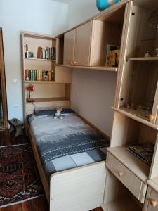 um quarto com uma cama numa estante de livros em Casa "Berto e Costantina" CIPAT 22253 em Tregiovo