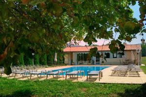a group of chairs and a swimming pool at Domaine de Majastre in Bauduen