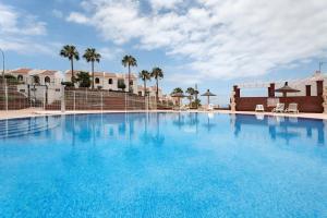a large blue swimming pool with palm trees and buildings at Torviscas Endless Summer in Adeje