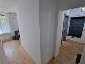 an empty room with a large white wall at Ultra-Central 1 Bed Apartment, str Nicolae Iorga in Baia Mare