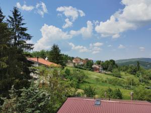 - une vue sur un village perché sur une colline avec des maisons dans l'établissement homevacanza fonte perio, à Suviana