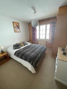 a bedroom with a large bed and a window at Appartement - Villars Sur Ollon in Villars-sur-Ollon