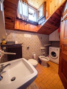 een badkamer met een wastafel en een toilet bij Chalet della Civetta 