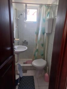 y baño con aseo y lavamanos. en Guest House Oroshi, en Ulcinj