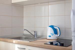 a kitchen sink with a blue and white appliance at Villa LANA*** in Omiš +59 photos