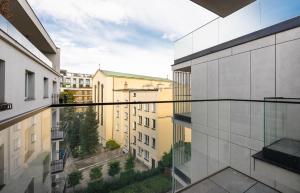 a view from the balcony of a building at Centrum Nauki Kopernika Luxury Studio in Warsaw