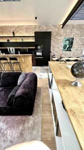 a living room with a couch and a table at Loft entre Paris et Disney in Le Perreux-Sur-Marne
