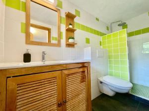 y baño con lavabo y aseo. en Chalet familial Saint-Gervais, en Saint-Gervais-les-Bains