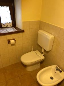 a bathroom with a toilet and a sink at Planavilla in Doues