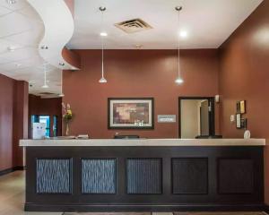 eine Bar in einem Wartezimmer mit braunen Wänden in der Unterkunft Comfort Hotel Airport North in Toronto