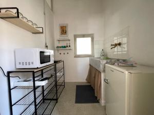 a small kitchen with a refrigerator and a microwave at Appartamento in Piazza Spolethome in Spoleto