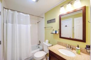 a bathroom with a toilet and a sink and a mirror at Walk to Sugar Mountain Resort Ski, Golf and Hike! in Sugar Mountain +26 photos