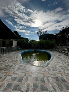 a small pool of water on a patio at Alojamiento Rural Casa de Campo Erika Sofia in Rivera